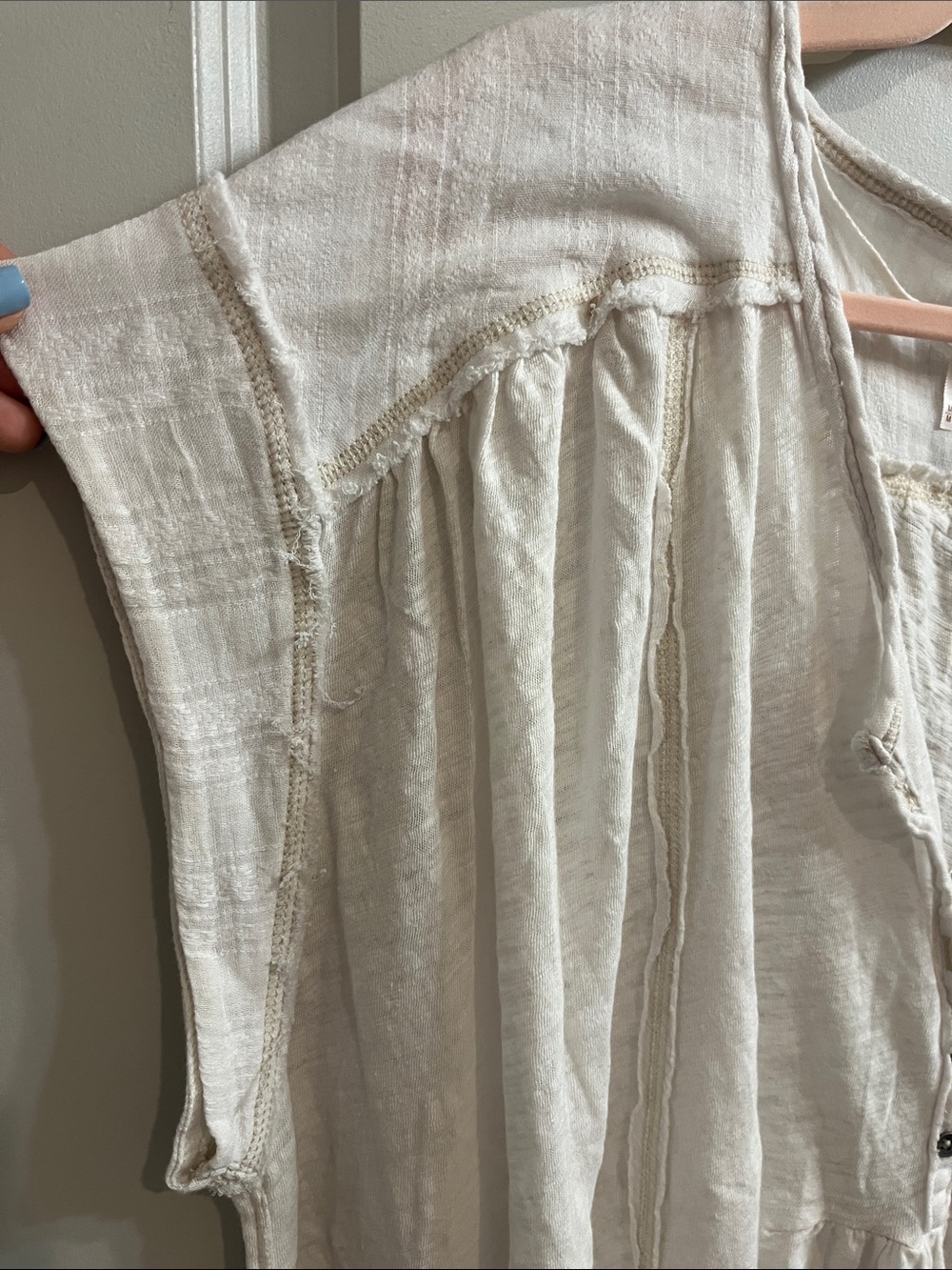 Free People Cream Button-Front Peasant Tunic - Picture 3 of 16